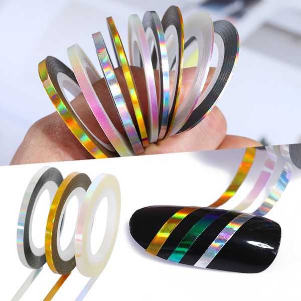 3 rolls holographic nail striping tapes set shining nail adhesive decals laser effect art diy beauty design decorations, Black
3 rolls holographic nail striping tapes set shining nail adhesive decals laser effect art diy beauty design decorations, Black