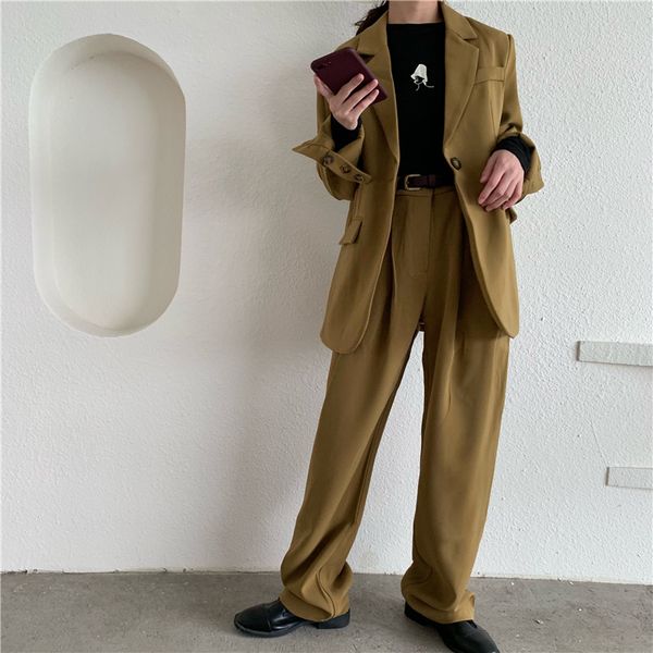 women's suits new women loose pants suits temperament chic lazy cozy office lady wearing notched collar coat & long pants, White;black
women's suits new women loose pants suits temperament chic lazy cozy office lady wearing notched collar coat & long pants, White;black
