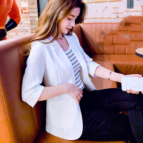 blazers women coat 2019 apring summer new slim cotton linen blazers casual short thin white female coats an081, White;black
blazers women coat 2019 apring summer new slim cotton linen blazers casual short thin white female coats an081, White;black