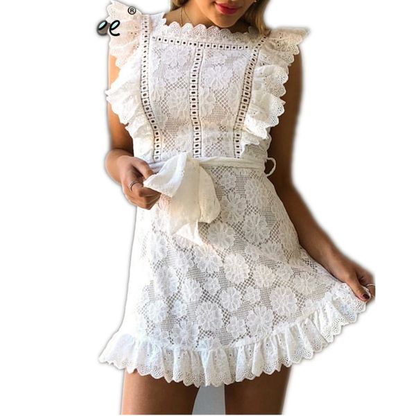 Elegant Embroidery Lace Women Dress Hollow Out Sashes Ruffle White Summer Dress Slim Sexy Party Lady Dress Vestidos
Elegant Embroidery Lace Women Dress Hollow Out Sashes Ruffle White Summer Dress Slim Sexy Party Lady Dress Vestidos