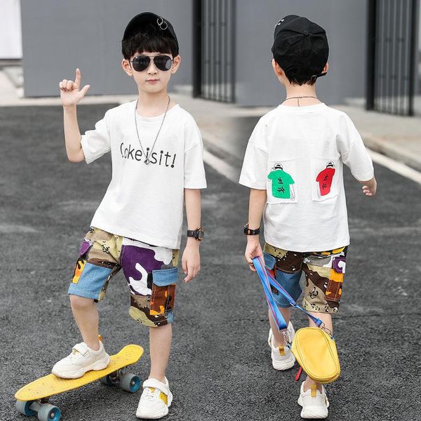 4-14t boys clothes summer clothing set 2020 new o-neck short sleeve fashion patchwork letters print clothing suit high quality, White
4-14t boys clothes summer clothing set 2020 new o-neck short sleeve fashion patchwork letters print clothing suit high quality, White