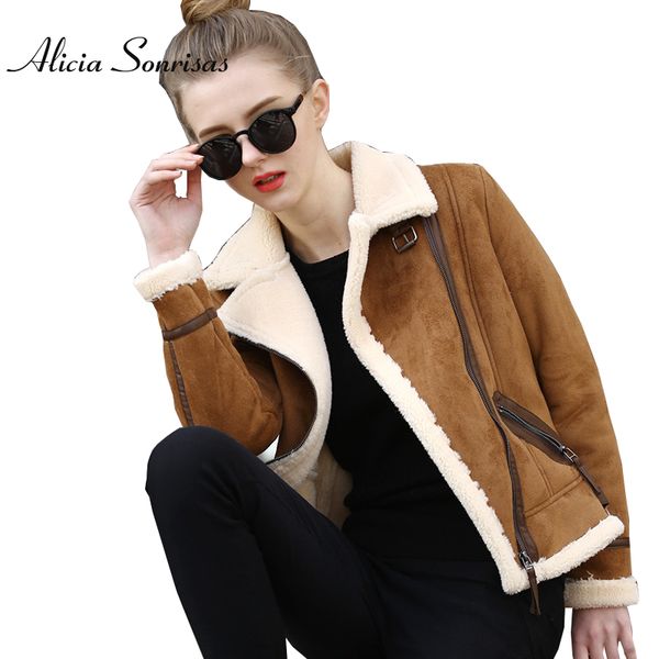 women faux sheepskin shearling coat new warm suede jacket motorcycle lamb fur coats brown leather jacket as30100, Black
women faux sheepskin shearling coat new warm suede jacket motorcycle lamb fur coats brown leather jacket as30100, Black