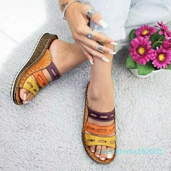 women's beach slippers summer lady retro stitching color casual wedges heels outdoor open peep toe sandals shoes slides r01, Black
women's beach slippers summer lady retro stitching color casual wedges heels outdoor open peep toe sandals shoes slides r01, Black
