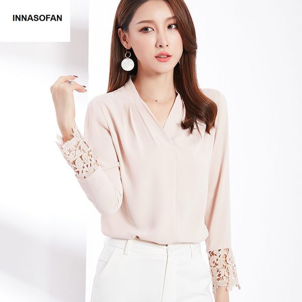 innasofan women's shirt spring-summer chiffon blouse euro-american fashion chic solid shirt with long sleeves and v-collar, White
innasofan women's shirt spring-summer chiffon blouse euro-american fashion chic solid shirt with long sleeves and v-collar, White