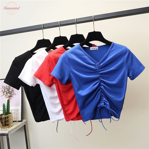 female cotton v neck drawstring t shirt short sleeve neck summer casual solid t shirt high waist slim t shirts for women, White
female cotton v neck drawstring t shirt short sleeve neck summer casual solid t shirt high waist slim t shirts for women, White