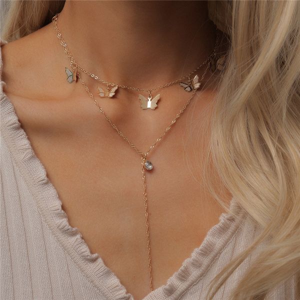 10pcs/lot european crystal geometric necklace y shaped butterfly fringe chain women fashion double layer pendant necklaces jewelry, Silver
10pcs/lot european crystal geometric necklace y shaped butterfly fringe chain women fashion double layer pendant necklaces jewelry, Silver