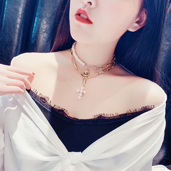 europe and america female temperament pearl cross short necklace for women girl fashion clavicle chain jewelry accessories, Silver
europe and america female temperament pearl cross short necklace for women girl fashion clavicle chain jewelry accessories, Silver