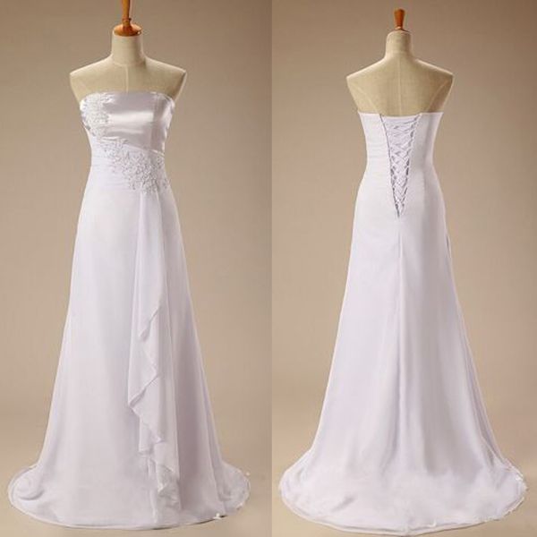 a line chiffon wedding dresses strapless lace appliques simple wedding dresses white sleeveless elegant wedding dresses with lace up
a line chiffon wedding dresses strapless lace appliques simple wedding dresses white sleeveless elegant wedding dresses with lace up