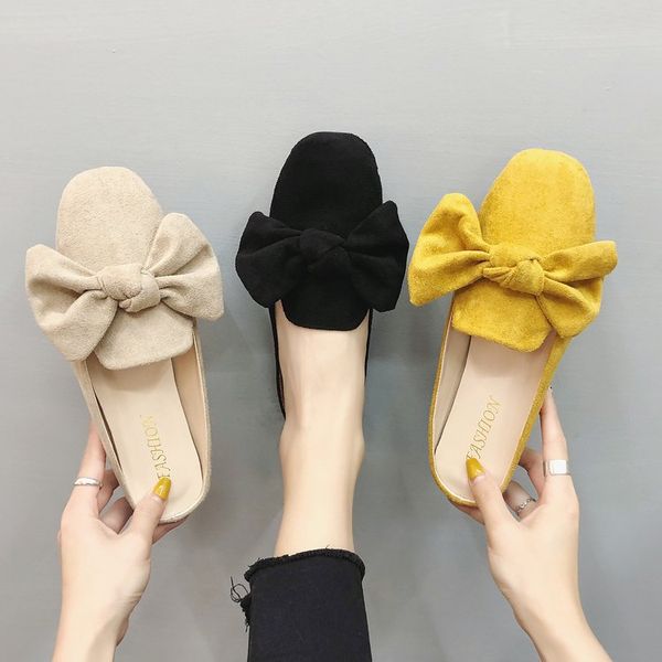 plus size women's shoes 2020 spring and summer new baotou fashion semi-slippers flat bottom casual bow slippers, Black
plus size women's shoes 2020 spring and summer new baotou fashion semi-slippers flat bottom casual bow slippers, Black