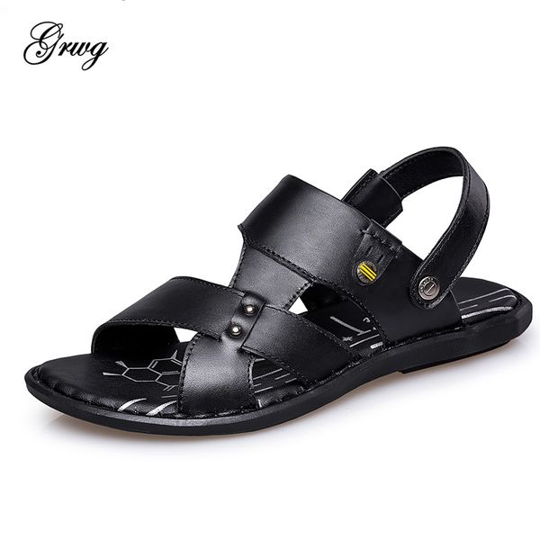 grwg new fashion summer leisure beach men shoes leather sandals big size men's sandals size 38-46, Black
grwg new fashion summer leisure beach men shoes leather sandals big size men's sandals size 38-46, Black