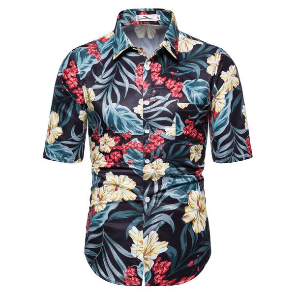 shirt for men fashion flower print short sleeve slim blouse male beach casual wild summer new arrival 2020, White;black
shirt for men fashion flower print short sleeve slim blouse male beach casual wild summer new arrival 2020, White;black