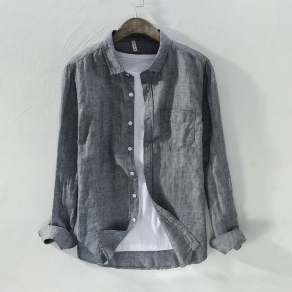 linen and cotton gray shirt men long sleeve solid shirts for men fashion breathable shirts male casual shirt mens overhemd, White;black
linen and cotton gray shirt men long sleeve solid shirts for men fashion breathable shirts male casual shirt mens overhemd, White;black