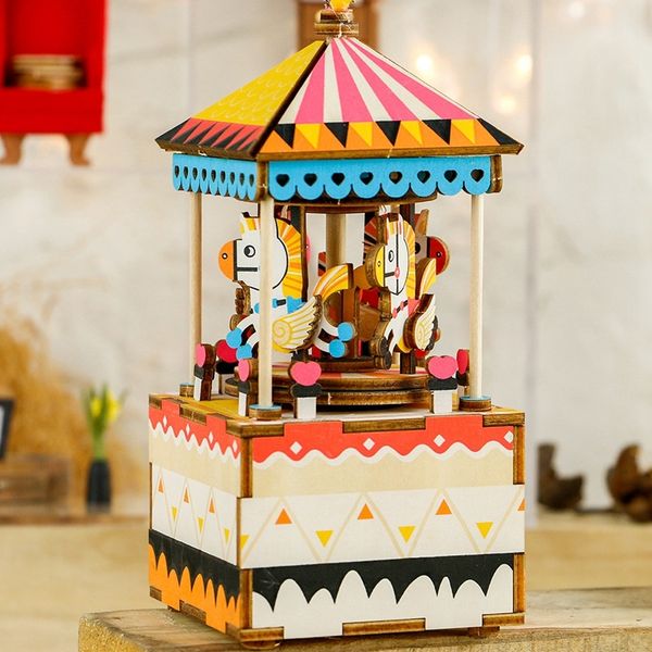 robotime diy merry-go-round 3d wooden puzzle game assembly rotatable music box toy gift for children am304 y200414
robotime diy merry-go-round 3d wooden puzzle game assembly rotatable music box toy gift for children am304 y200414