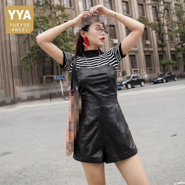 2019 autumn winter new slim fit real leather short jumpsuits female harajuku sheepskin genuine leather wide leg playsuits women, Black;white
2019 autumn winter new slim fit real leather short jumpsuits female harajuku sheepskin genuine leather wide leg playsuits women, Black;white