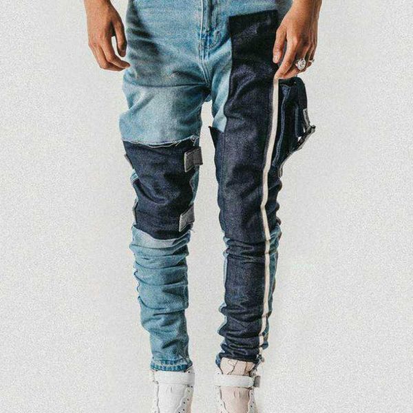 мужские брюки casual колющие омывается ременной карманные проблемные джинсы тонкий конический байкер джинсы hip hop streetwear, Blue
мужские брюки casual колющие омывается ременной карманные проблемные джинсы тонкий конический байкер джинсы hip hop streetwear, Blue