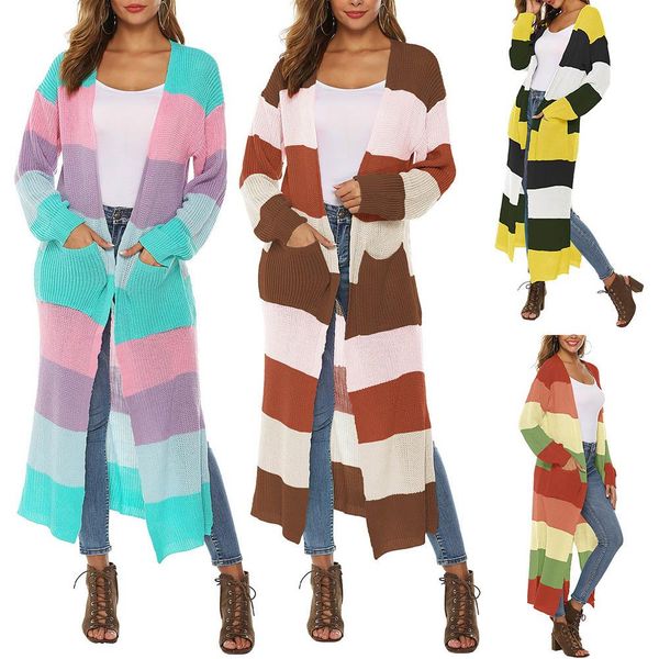 autumn and winter coat women stitching contrast color split pocket long loose casual knit cardigan coat, Black
autumn and winter coat women stitching contrast color split pocket long loose casual knit cardigan coat, Black