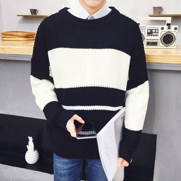 men's pullover loose long sleeve color block warm winter casual knitted jumper round neck sweaters plus size, White;black
men's pullover loose long sleeve color block warm winter casual knitted jumper round neck sweaters plus size, White;black