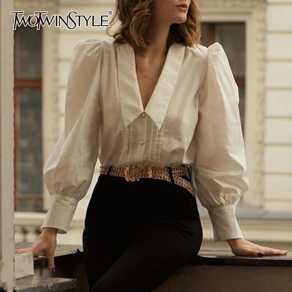 neck shirt v twotwinstyle women's puff long sleeve large size loose vintage blouse female spring fashion clothing 2020 new tide, White
neck shirt v twotwinstyle women's puff long sleeve large size loose vintage blouse female spring fashion clothing 2020 new tide, White