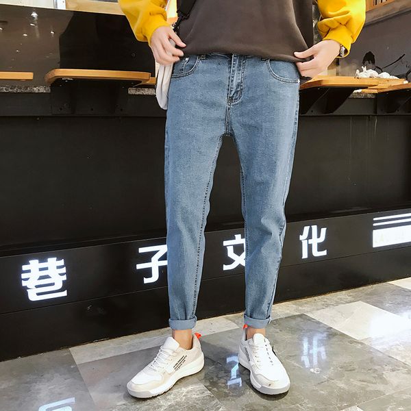 2019 spring mens jeans men male bound feet pants nine part pants tide haren ing, Blue
2019 spring mens jeans men male bound feet pants nine part pants tide haren ing, Blue