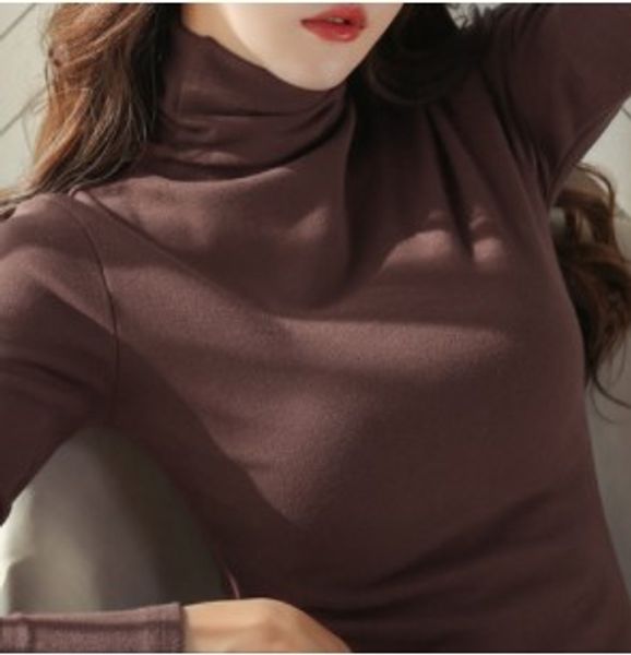women's t-shirt spring autumn women solid basic long sleeves turtle neck t shirts for casual tees female, White
women's t-shirt spring autumn women solid basic long sleeves turtle neck t shirts for casual tees female, White