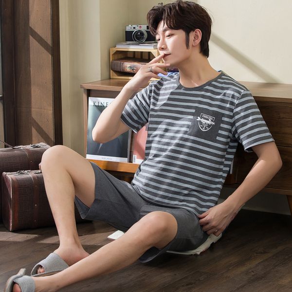 men pajamas set summer male 100% cotton pyjamas sleepwear suit loose short sleeve pijama mujer home clothes long pants 2pcs, Black;brown
men pajamas set summer male 100% cotton pyjamas sleepwear suit loose short sleeve pijama mujer home clothes long pants 2pcs, Black;brown
