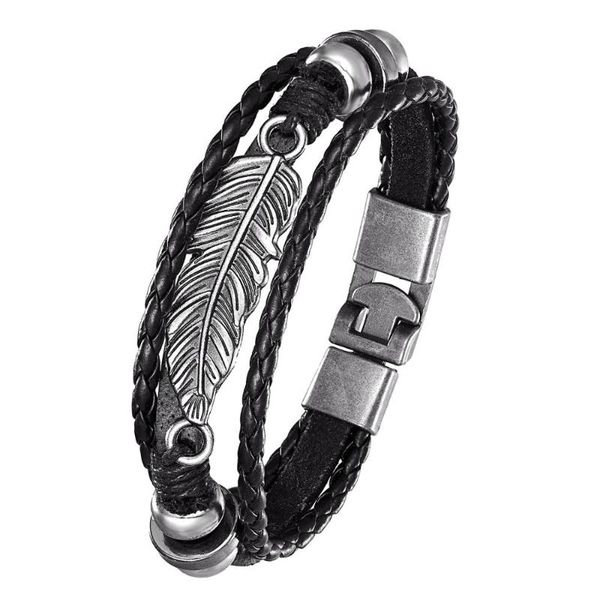 beaded, strands vintage multilayer leather feather leaf bracelet men's fashion woven handmade feathery rope wrap and gif, Black
beaded, strands vintage multilayer leather feather leaf bracelet men's fashion woven handmade feathery rope wrap and gif, Black