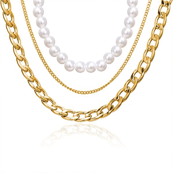 european and american new chains necklaces creative retro simple fashion pearl three-layer necklace female jewelry, Silver
european and american new chains necklaces creative retro simple fashion pearl three-layer necklace female jewelry, Silver