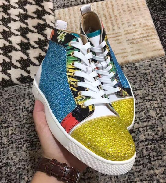 2019 Luxury Designer Red Sole Suede & Black Rhinestone Strass Red Bottom Shoes Men Flat Red Sole Shoes High-Top Sneaker Lace-up Casual
2019 Luxury Designer Red Sole Suede & Black Rhinestone Strass Red Bottom Shoes Men Flat Red Sole Shoes High-Top Sneaker Lace-up Casual