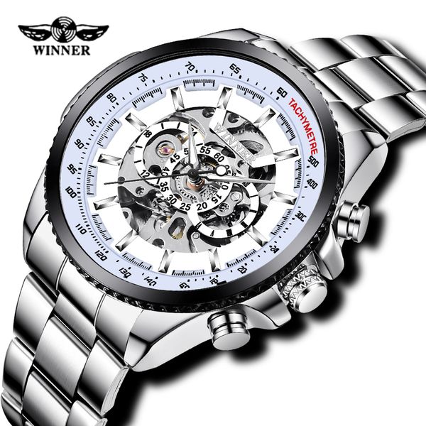 winner white dial gear steampunk movement men automatic watch fashion silver stainless steel mechanical male clock, Slivery;brown
winner white dial gear steampunk movement men automatic watch fashion silver stainless steel mechanical male clock, Slivery;brown