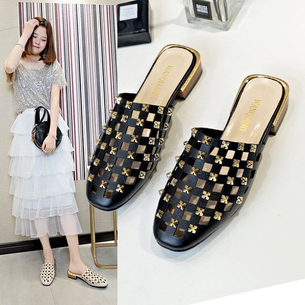 bling metal decoration women closed toe slippers outside flat flat with slides summer solid women shoes, Black
bling metal decoration women closed toe slippers outside flat flat with slides summer solid women shoes, Black
