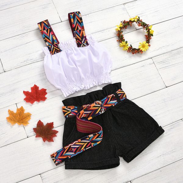 2020 summer kids baby girl clothes ruffle vest+shorts denim pants sunsuit children girl outfit set, White
2020 summer kids baby girl clothes ruffle vest+shorts denim pants sunsuit children girl outfit set, White