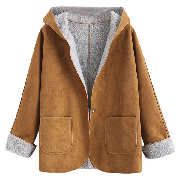 casual faux leather snap button hooded cuffed sleeves sheepskin coat jacket women winter jackets overcoat clothing ladies coats, Black
casual faux leather snap button hooded cuffed sleeves sheepskin coat jacket women winter jackets overcoat clothing ladies coats, Black