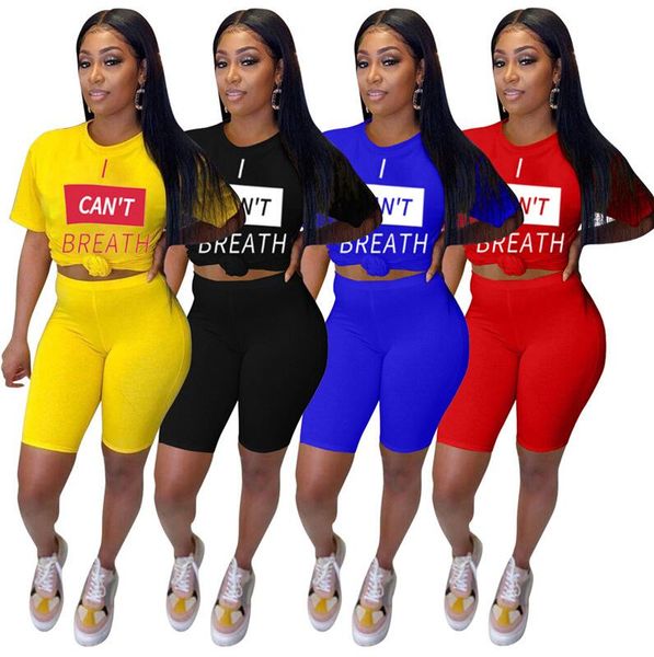 women summer shorts suit fashion sportswear outfits i can't breathe printed round neck t shirt shorts tracksuit 2 piece sets dhl sale d, White
women summer shorts suit fashion sportswear outfits i can't breathe printed round neck t shirt shorts tracksuit 2 piece sets dhl sale d, White