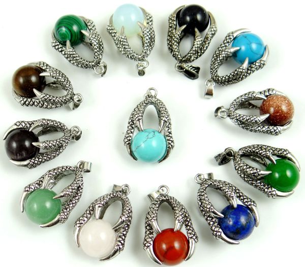 natural stone turquoises opal quartz crystal tiger eye round bead dragon claw wrap pendants for diy jewelry making necklace10pc, Silver
natural stone turquoises opal quartz crystal tiger eye round bead dragon claw wrap pendants for diy jewelry making necklace10pc, Silver