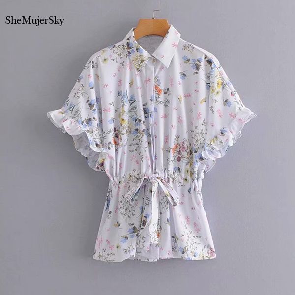 shemujersky floral blouses women 2019 white long loose turn-down collar ruffles bandage shirts
shemujersky floral blouses women 2019 white long loose turn-down collar ruffles bandage shirts