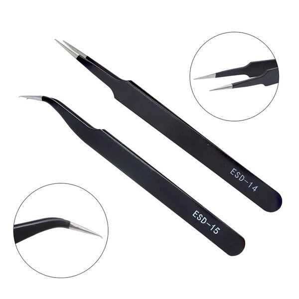 diywork esd14 esd15 anti-static bending straight tip tweezers precision welding tweezers set electronic esd tool, Black
diywork esd14 esd15 anti-static bending straight tip tweezers precision welding tweezers set electronic esd tool, Black