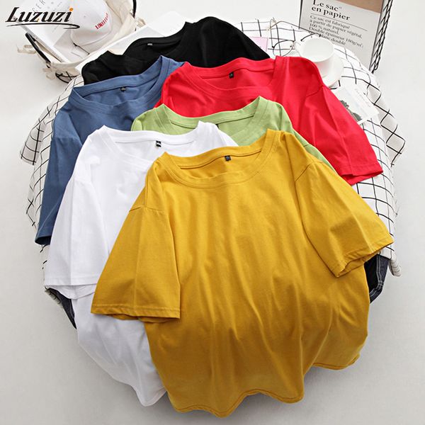 women's t-shirt gizmosy basic cotton t shirt women summer oversized solid tees 7 color casual loose tshirt korean o neck female -4xl, White
women's t-shirt gizmosy basic cotton t shirt women summer oversized solid tees 7 color casual loose tshirt korean o neck female -4xl, White
