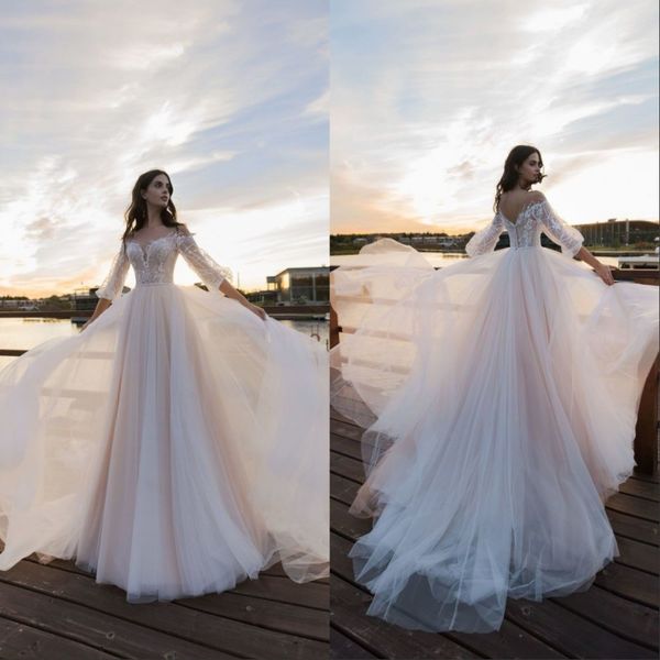 vintage lace wedding dresses long sleeves boho bridal dresses plus size court train garden beach gowns, White
vintage lace wedding dresses long sleeves boho bridal dresses plus size court train garden beach gowns, White