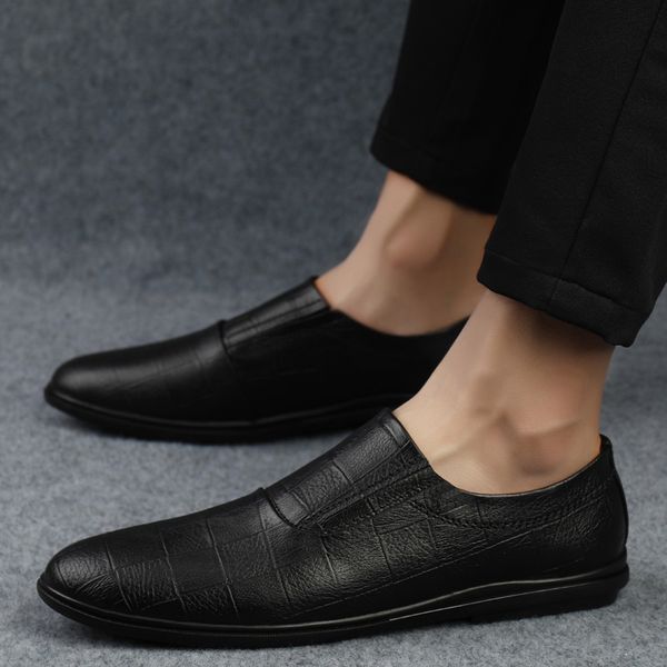 men's genuine leather casual shoes men's british style shoes fashion elastic band moccasins men loafers sneakers, Black
men's genuine leather casual shoes men's british style shoes fashion elastic band moccasins men loafers sneakers, Black