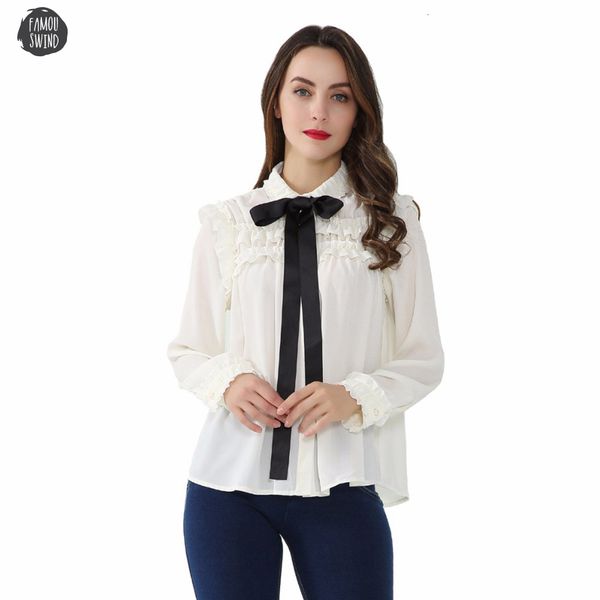 women sweet bow tie shirts ruffles chiffon neck pleated pearls long sleeve loose ladies casual blusas lt2315, White
women sweet bow tie shirts ruffles chiffon neck pleated pearls long sleeve loose ladies casual blusas lt2315, White