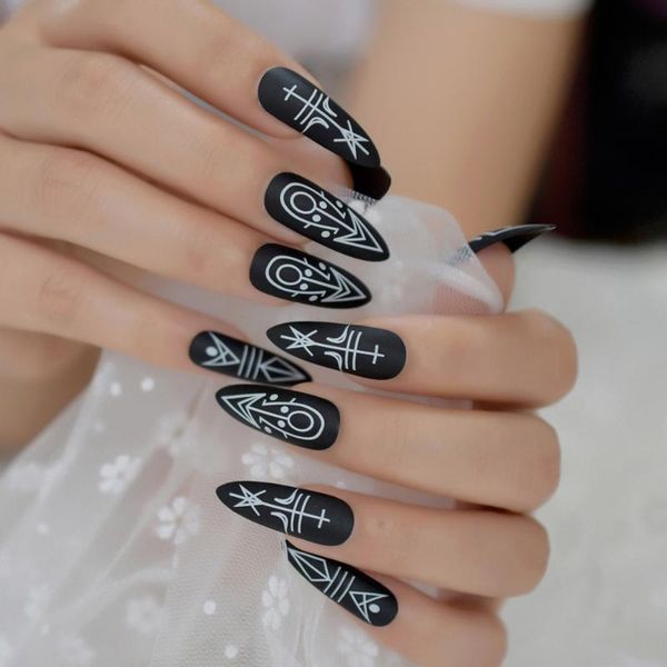 stiletto extra-long painter matte fake nails black mysterious religion divination designed nails frosted full cover false, Red;gold
stiletto extra-long painter matte fake nails black mysterious religion divination designed nails frosted full cover false, Red;gold