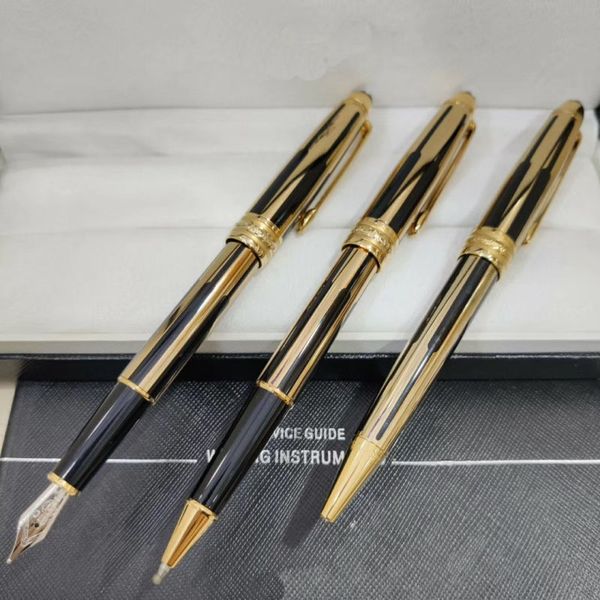luxury 163 pen exquisite surface texture gold fountain/ballpoint/roller pen stationary supplies metal mb writing ink pens with serial number 
luxury 163 pen exquisite surface texture gold fountain/ballpoint/roller pen stationary supplies metal mb writing ink pens with serial number