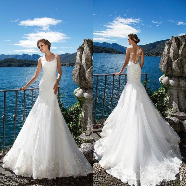 2019 milla nova new beach mermaid wedding dresses white lace appliques sheer neck illusion bridal gown long court train robe de mariee
2019 milla nova new beach mermaid wedding dresses white lace appliques sheer neck illusion bridal gown long court train robe de mariee