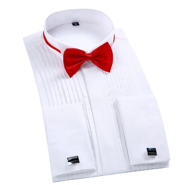 men's french cuff tuxedo shirt solid color wing tip collar shirt men long sleeve dress shirts formal wedding bridegroom, White;black
men's french cuff tuxedo shirt solid color wing tip collar shirt men long sleeve dress shirts formal wedding bridegroom, White;black