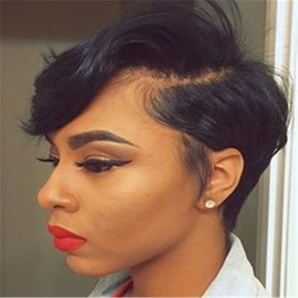 side part pixie cut straight short bob natural black lace front wig for women with baby hair, Black;brown
side part pixie cut straight short bob natural black lace front wig for women with baby hair, Black;brown