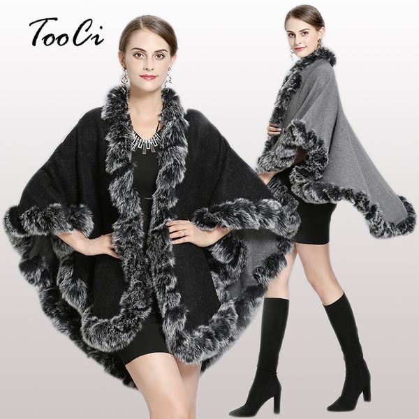 2018 ponchos and cape autumn and winter lady knitted shawl cardigan fashion fake fur women bat sleeve double-sided wearable coat, Black
2018 ponchos and cape autumn and winter lady knitted shawl cardigan fashion fake fur women bat sleeve double-sided wearable coat, Black