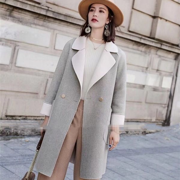 women's wool & blends fashion double-sided mid-length long woolen coat korean version autumn 2021 spring coats female cothes top, Black
women's wool & blends fashion double-sided mid-length long woolen coat korean version autumn 2021 spring coats female cothes top, Black