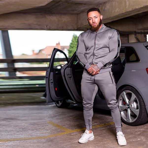 wholesale tracksuits striped sportswear fashion striped zip jacket+long pants men's sets suitable for sports running fitness sets size, Gray
wholesale tracksuits striped sportswear fashion striped zip jacket+long pants men's sets suitable for sports running fitness sets size, Gray