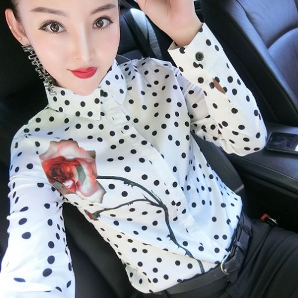 new runway polka dot classic shirts women fashion lantern sleeve lapel neck ladies designer blouses plus size slim office button shirt, White
new runway polka dot classic shirts women fashion lantern sleeve lapel neck ladies designer blouses plus size slim office button shirt, White