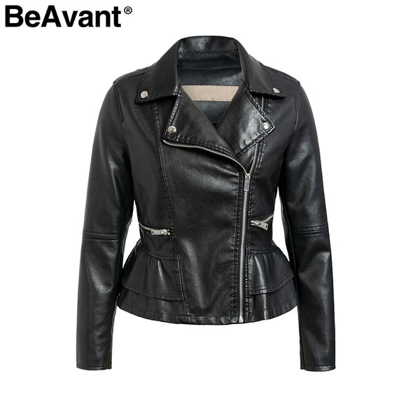 beavant biker jacket black faux leather coat zipper pocket moto jacket leather women peplum ruffle female outwear
beavant biker jacket black faux leather coat zipper pocket moto jacket leather women peplum ruffle female outwear